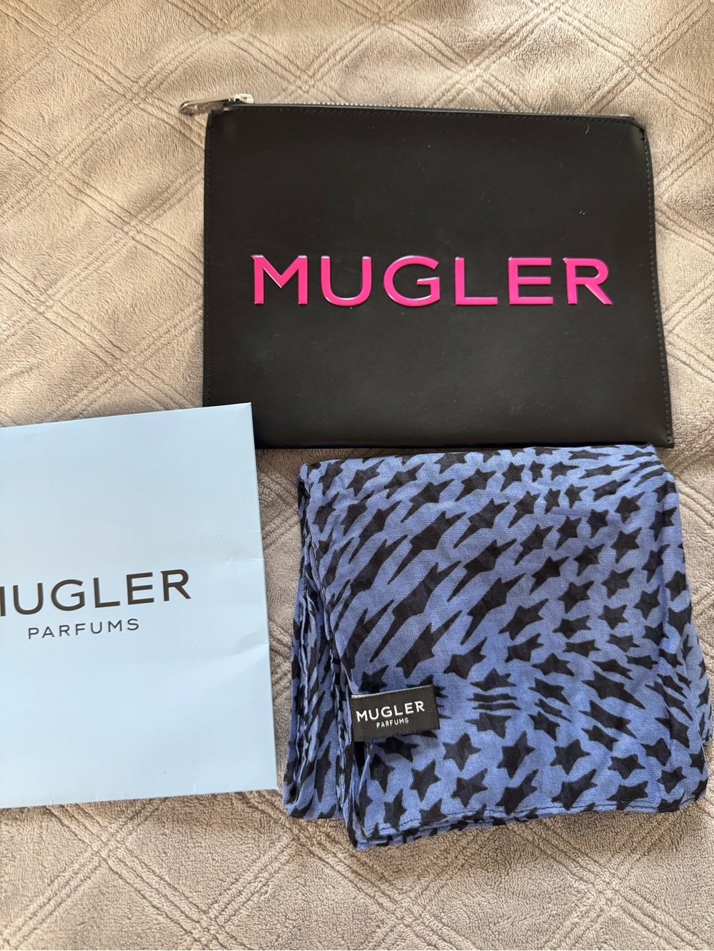 Mugler Parfumes pouch and scarf set